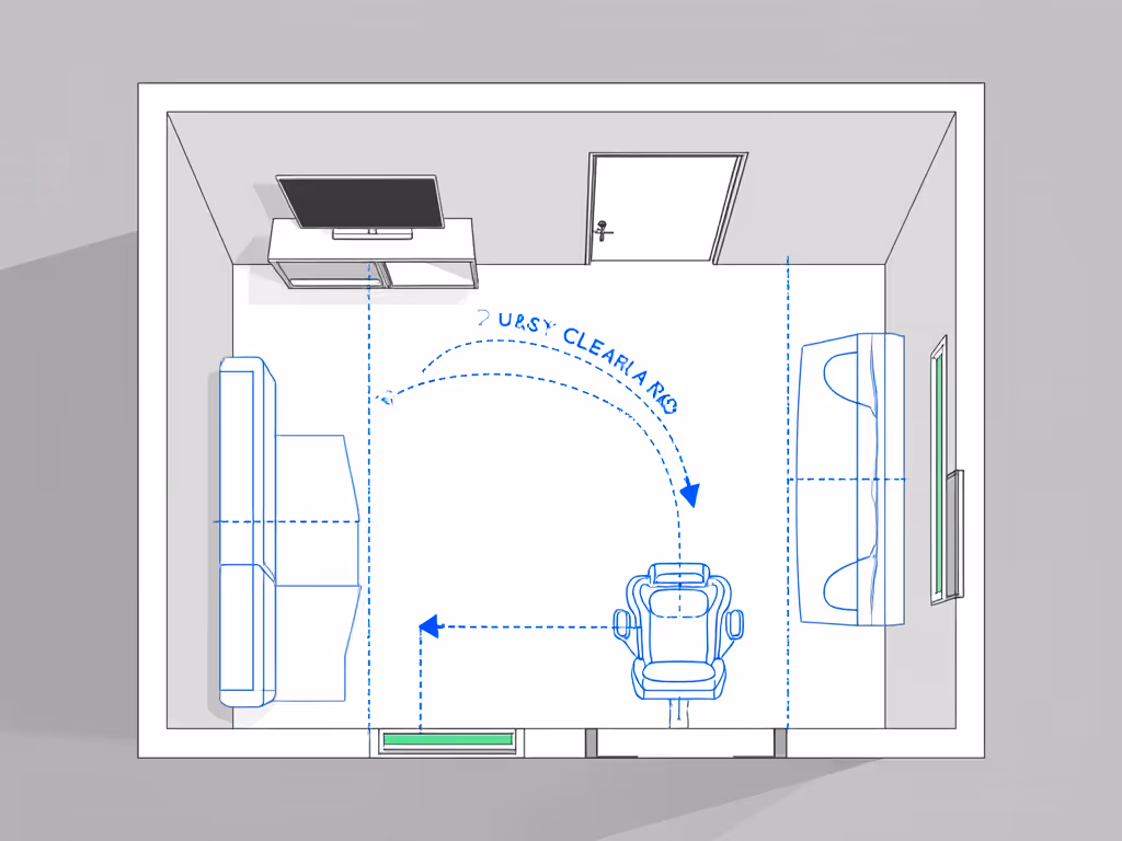 room_dimension_diagram_showing_clearance_arcs_around_door_swing_and_tv_stand