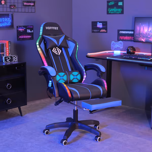 HOFFREE Gaming Chair with LED RGB Lights