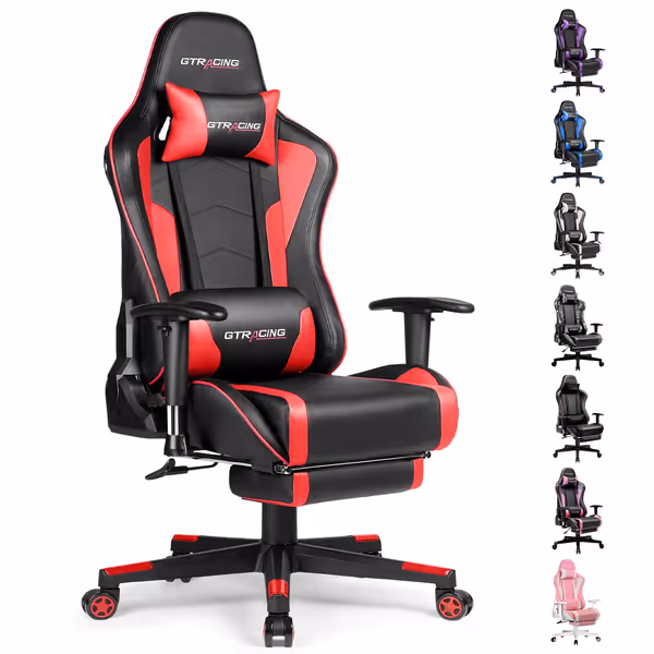 GTRACING Gaming Chair with Footrest Speakers